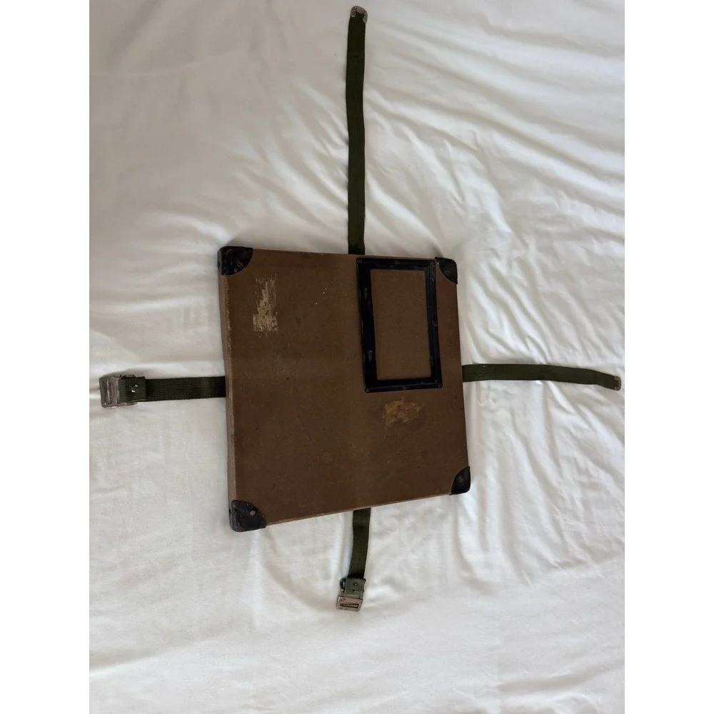 Vintage Brown Fiberboard Folding Carry Case Canvas Web Straps Metal Corners